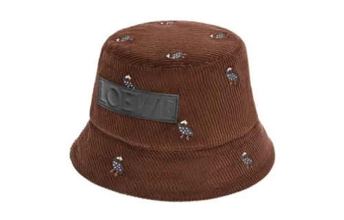 LOEWE Corduroy Bucket Hats Unisex Brown