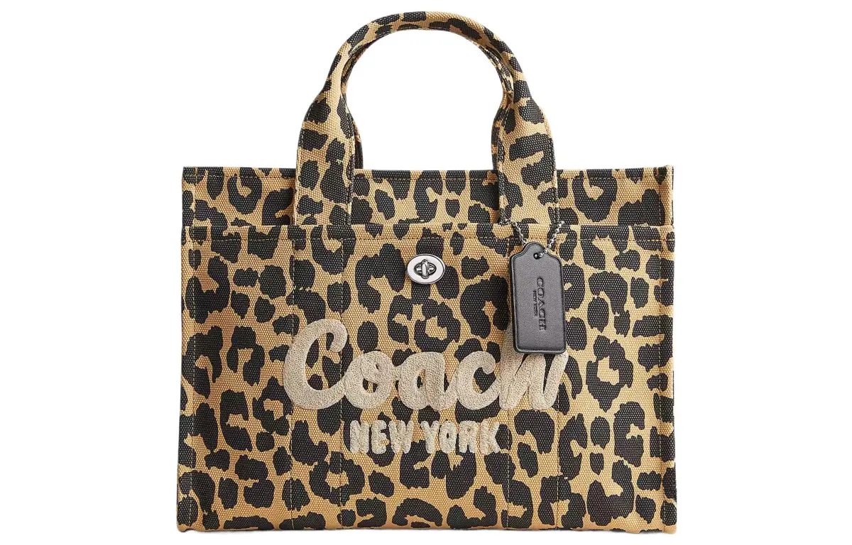 COACH Cargo Canvas With Satin Tote Bag, Shopping Bag, One Shoulder Handbag Large Women's Black & Yellow