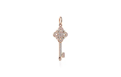 TIFFANY & CO. 18K Rose Gold, Diamond 0.09 Carat Pendants Unisex Pink