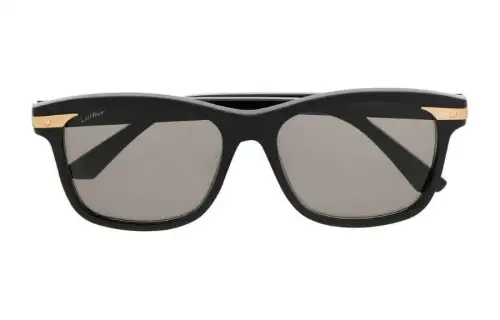 CARTIER Metal Rectangular Sunglasses Unisex Black