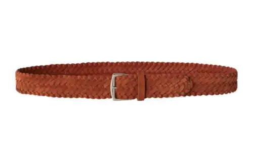 Loro Piana Logo Design Pin Buckle Leather Belts Men's Brown Width 3.5CM