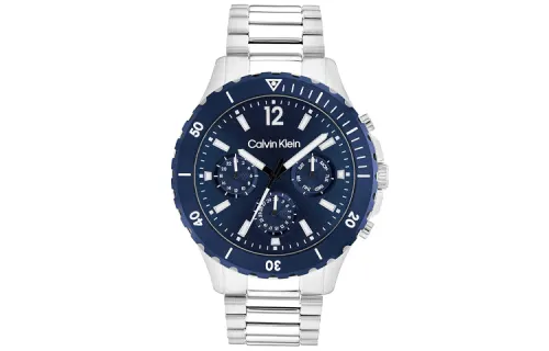 CK/Calvin Klein Wrist Watches Quartz Movement Stainless Steel Strap 44mm Blue Dial Men's Watches 30m Water Resistant