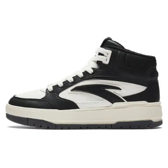 Anta Slip-Resistant Cushioning Wear-Resistant High-Top Skateboard Shoes Men's Black White