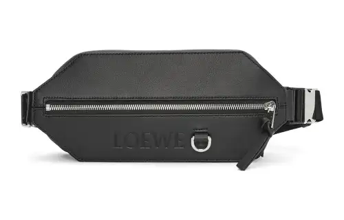 LOEWE Cow Leather Crossbody Bag, Fanny Pack Men's Black