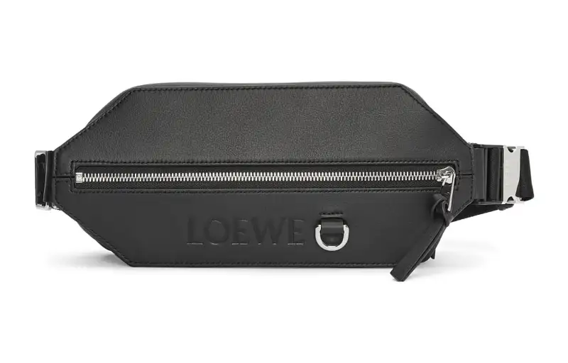 LOEWE Cow Leather Crossbody Bag, Fanny Pack Men's Black