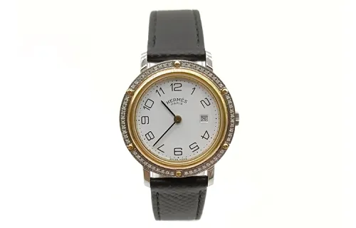 HERMES Clipper Collection Wrist Watches Quartz Movement Leather Strap 30mm White Dial Women's Watch