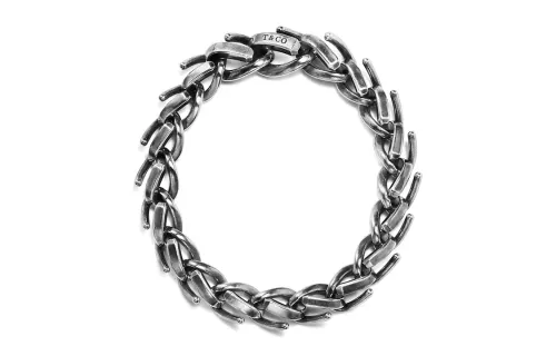 TIFFANY & CO. 925 Sterling Silver Bracelets Unisex Silver Black