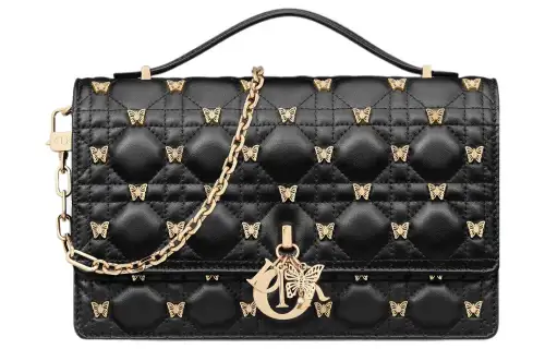 DIOR Sheepskin Shoulder Bag, Crossbody Bag, Handbag Women's Black