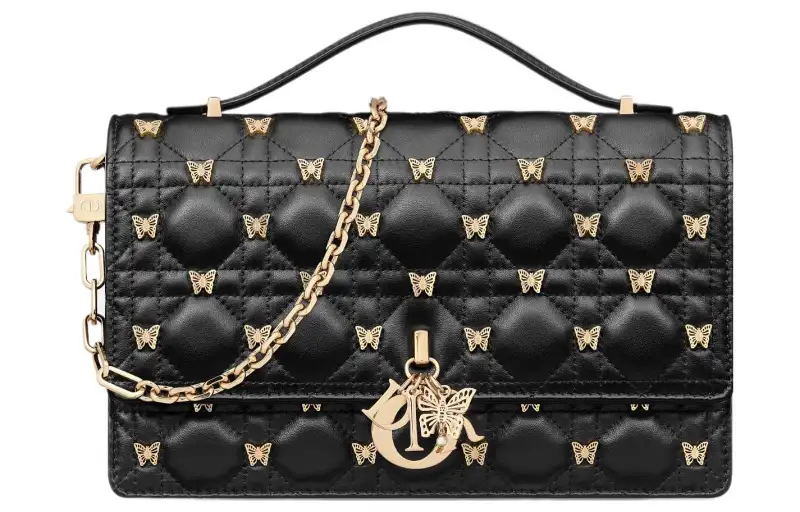 DIOR Sheepskin Shoulder Bag, Crossbody Bag, Handbag Women's Black