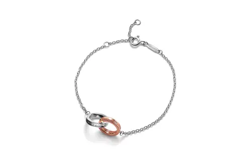 TIFFANY & CO. 925 Sterling Silver With 18K Rose Gold Bracelets Unisex Silver
