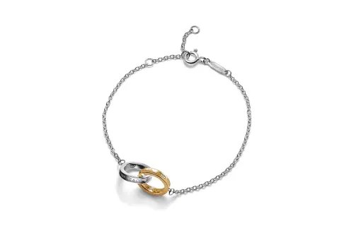TIFFANY & CO. 925 Sterling Silver With 18K Gold Bracelets Unisex Silver