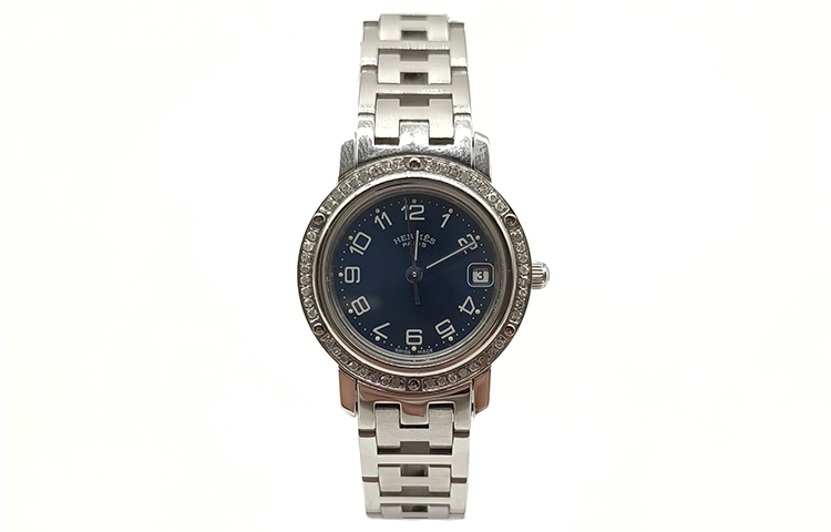 HERMES Clipper Collection Wrist Watches Quartz Movement Alloy Strap 24mm Blue Dial Unisex