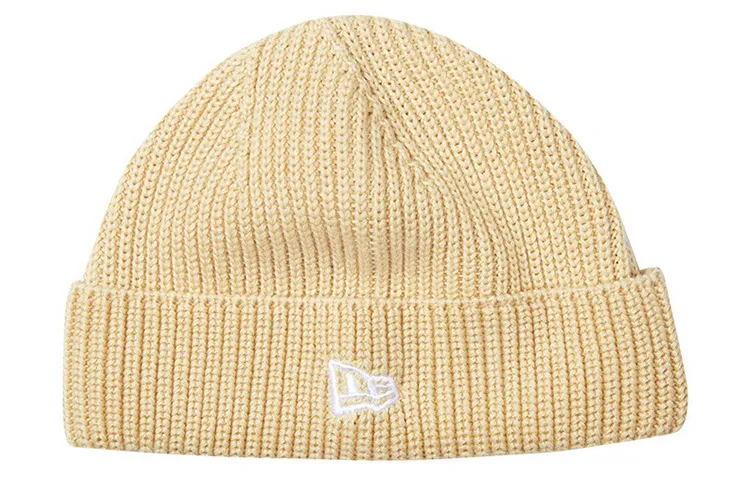 New Era Cotton Acrylic Beanies Unisex Beige