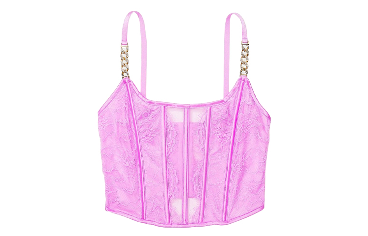 Victoria's Secret Victoria's Secret Floral Lace Transparent Mesh Satin Trim Metal Decoration Unpadded Sexy Shapewear Bra Women's Berry Purple