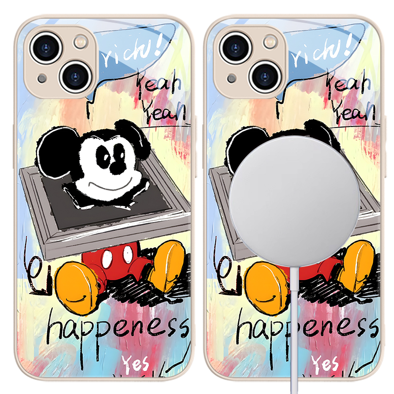 Disney Disney, apple, phone case, glass protective compatible lens charging, hand painting, fall protection, 14/13/12/11/