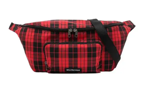 Balenciaga Nylon One Shoulder Crossbody Fanny Pack Men's Red & Black