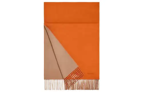HERMES Cashmere Knit Scarves Unisex Orange