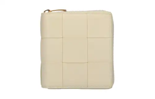 Bottega Veneta Lambskin Wallet Small Women's Beige Yellow