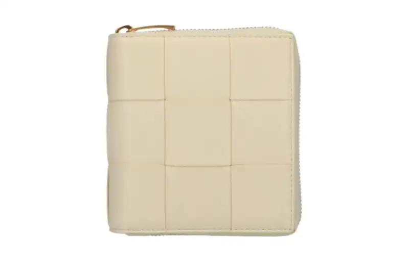 Bottega Veneta Lambskin Wallet Small Women's Beige Yellow