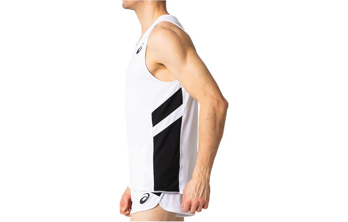 ASICS Running Tank Tops Men’s White Crew Neck Moderate Straight Fit