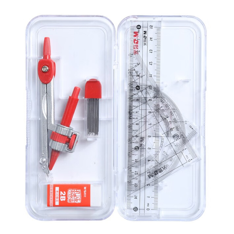 Morning Light Confucius Temple Blessing Ruler 7-piece Set Exam Drawing Combination Pack Elementary Drawing Tool Practical Ruler Measurement Tool Compass