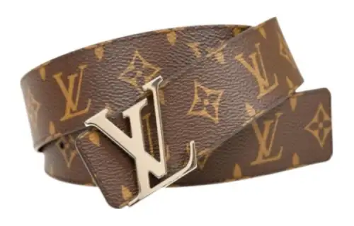 LOUIS VUITTON Logo Pattern Decoration Smooth Buckle Leather Belts Women's Brown Width 4CM