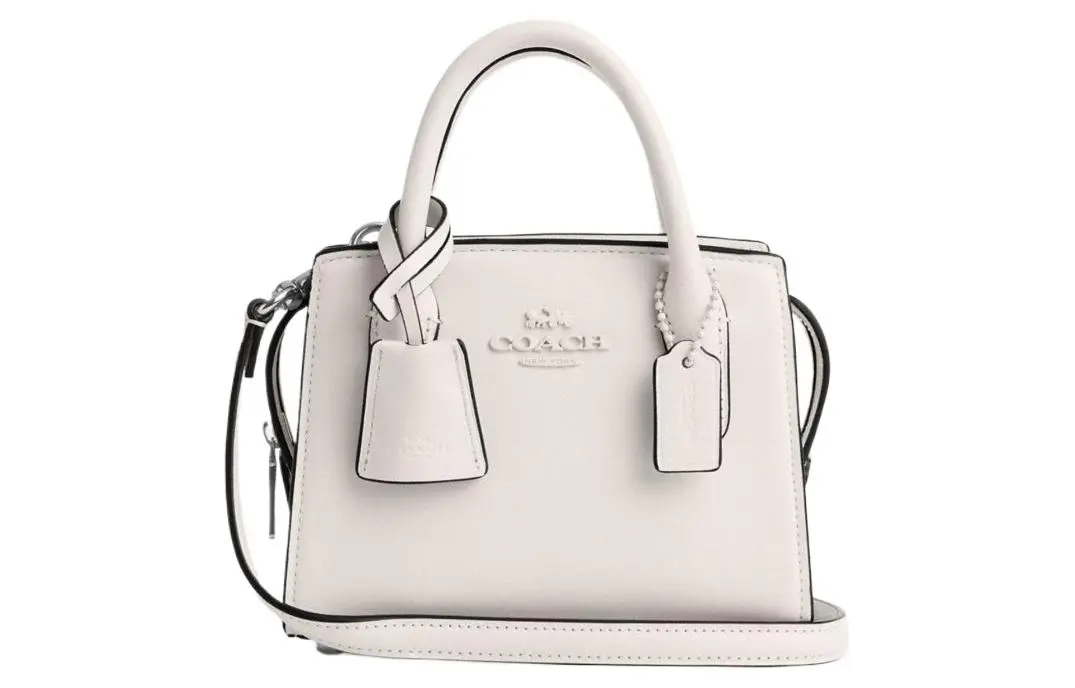 COACH Andrea Cow Leather Tote Bag, Shopping Bag, Handbag Mini Women's White