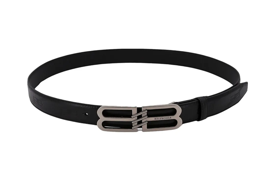 Balenciaga Leather Belts Unisex Black 