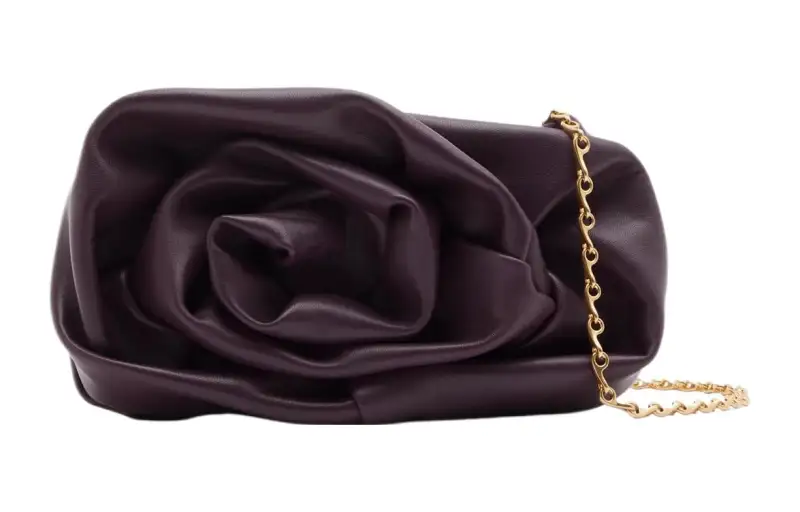 Burberry Lambskin Clutch Women's Plum Red