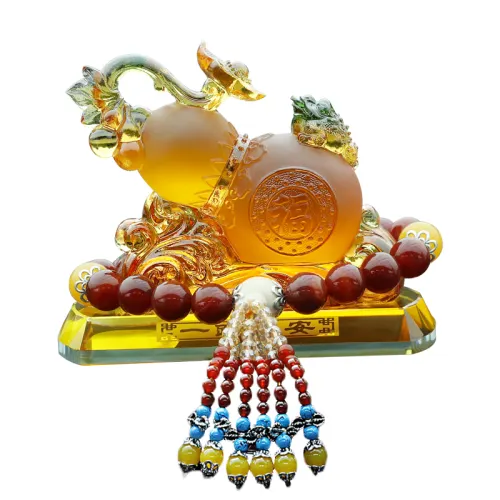 Xuanxi Glazed Gourd Perfume Seat Car Ornaments Ping An Car Center Console Car Interior Decorations High-end Universal High-end Car Interior Ornaments Ping An Car Decoration Car Perfume Seat Center Console Car Interior Accessories