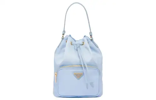 PRADA Zip Pocket Nylon Bucket Bag Handbag Regular Women's Blue
