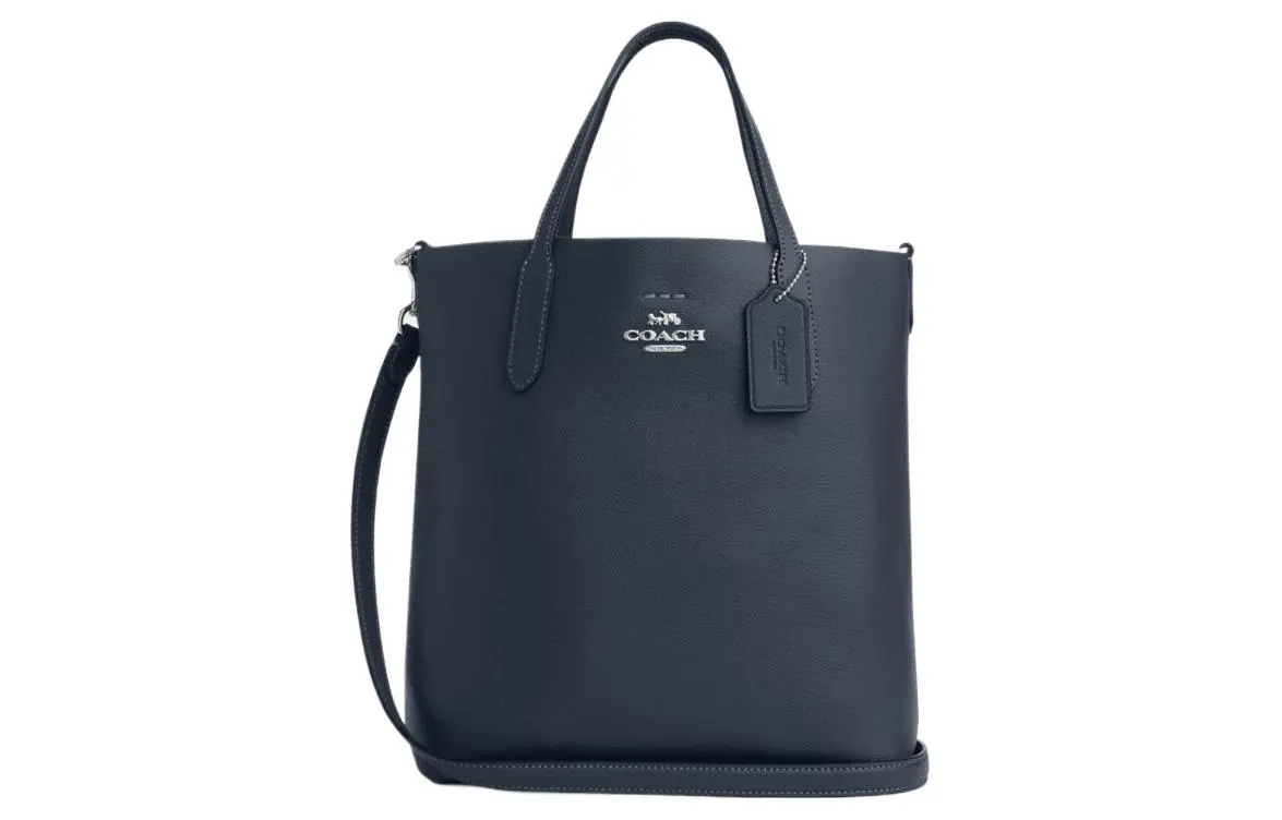 COACH Cow Leather Tote Bag, Shopping Bag Handbags Medium Women's Denim Blue