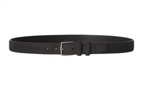 Loro Piana Solid Color Design Pin Buckle Calfskin Leather Belts Men's Black Width 3.2CM