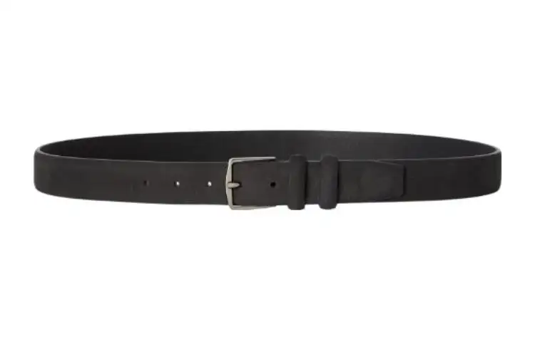 Loro Piana Solid Color Design Pin Buckle Calfskin Leather Belts Men's Black Width 3.2CM