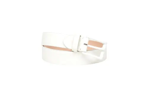 Maison Margiela Smooth Buckle Calfskin Leather Belts Women's White Width 3CM