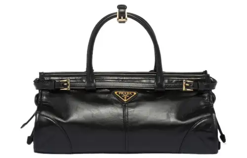PRADA Leather Handbag, Shoulder Bag Medium Women's Black