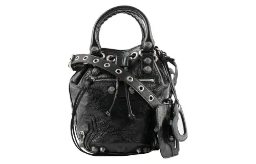 Balenciaga Le Cagole Arena Lambskin Bucket Bag, One Shoulder Handbag, Crossbody Bag Women's Black
