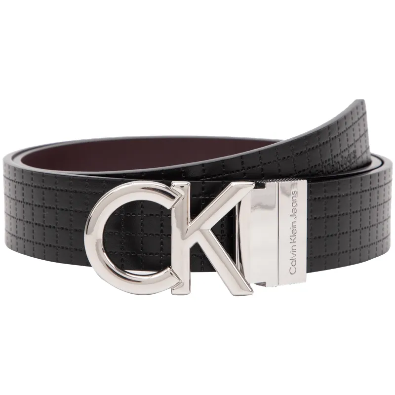 CALVIN KLEIN Cow Leather Belts Men's Space Black Width 3.4cm