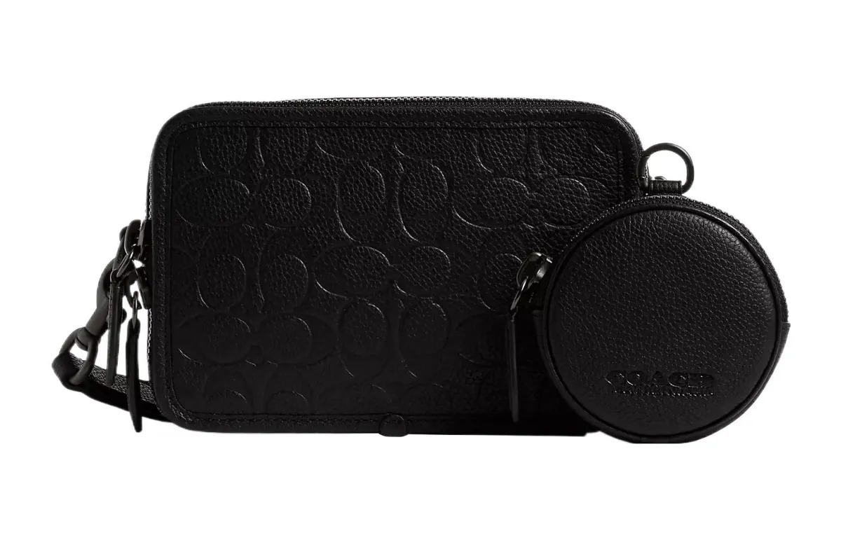 COACH Charter Cow Leather Crossbody Bags Small Men's Black