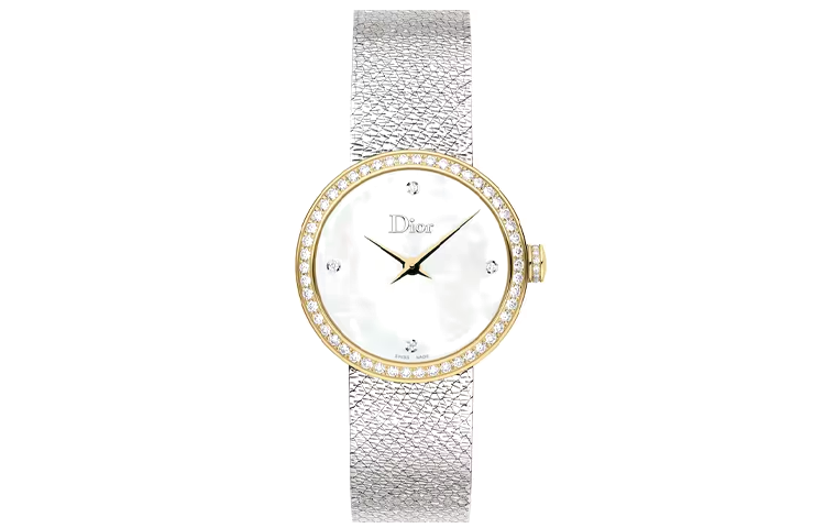 DIOR Wrist Watches Quartz Movement Stainless Steel Strap Mother of Pearl Color Watch Dial Men's Watches