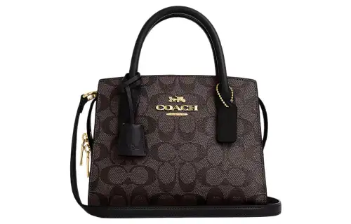 COACH ANDREA CARRYALL Coated Canvas With Smooth Leather Tote Bag, Shopping Bag, Shoulder Bag, Handbag Small Women's
