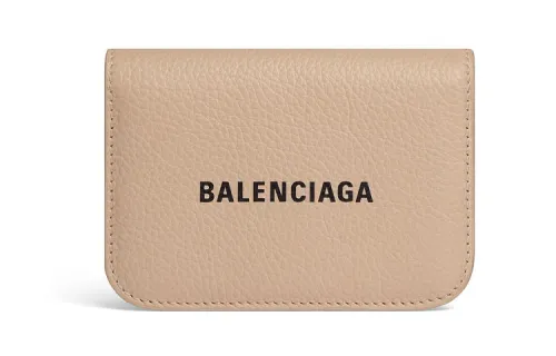 Balenciaga Grain Calfskin Wallet Mini Women's Beige