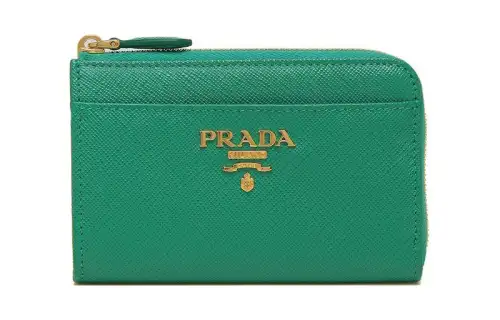 PRADA Saffiano Leather Wallet Key Pouch Women's Green