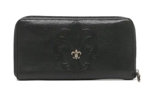 Chrome Hearts Zip Closure Leather Wallet Men's Black