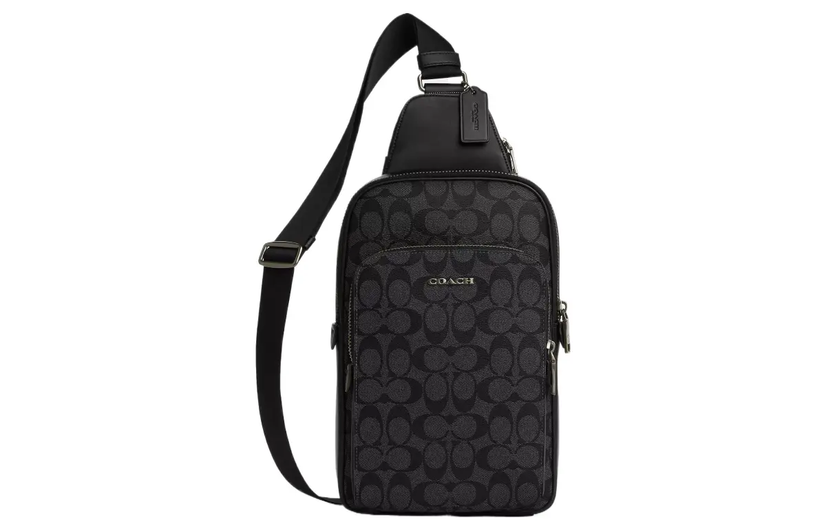 COACH ETHAN Coated Canvas With Smooth Calfskin One Shoulder Crossbody Fanny Pack Sling Bag Small Women's Bronze & Black