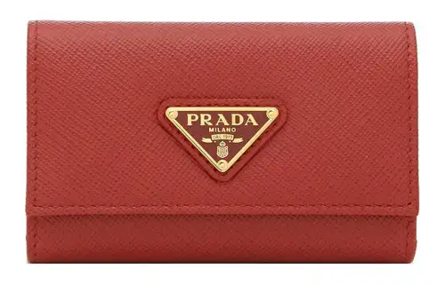 PRADA Leather Key Pouch Women's Red