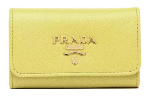 PRADA Saffiano Leather Key Pouch Women's Yellow