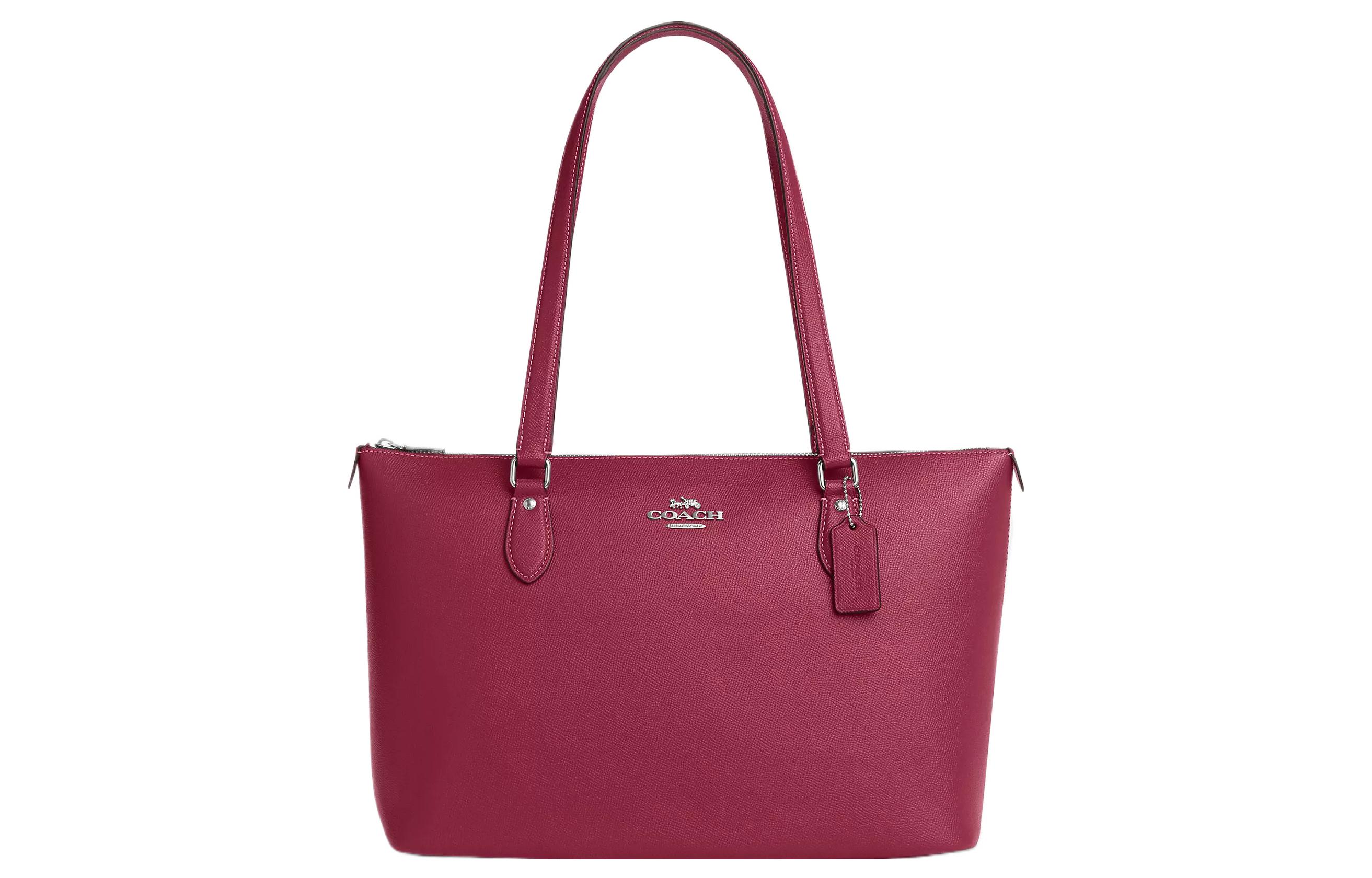 COACH Gallery Cross Grain Leather Tote Bag, Shopping Bag, Shoulder Bag, Handbag Large Women's Bright Purple
