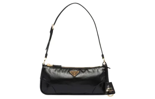 PRADA Re Edition Leather Handbag, Shoulder Bag Women's Black