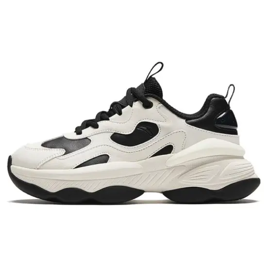 Anta Nutty Shoes Cushioning Wear-Resistant Low-Top Chunky Sneakers Women's Black White